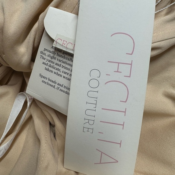 NWT CECILIA COUTURE Beaded Gown 1414 Champagne 4 - Picture 10 of 12